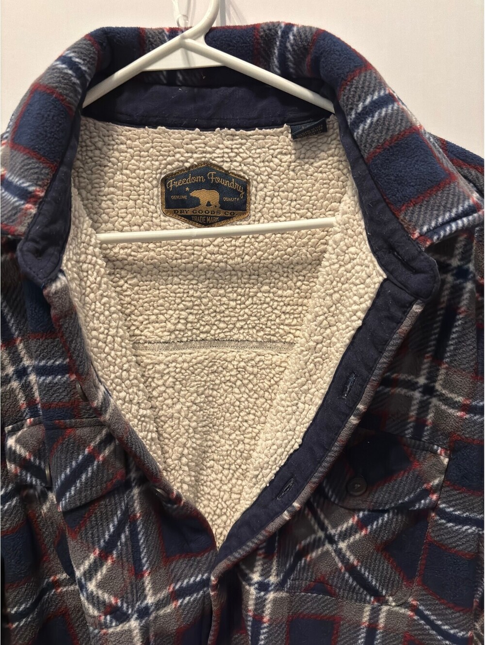 Legendary Whitetails Fleece Lined Plaid Flannel Shirt Jacket Blue Red Mens L - Picture 5 of 9